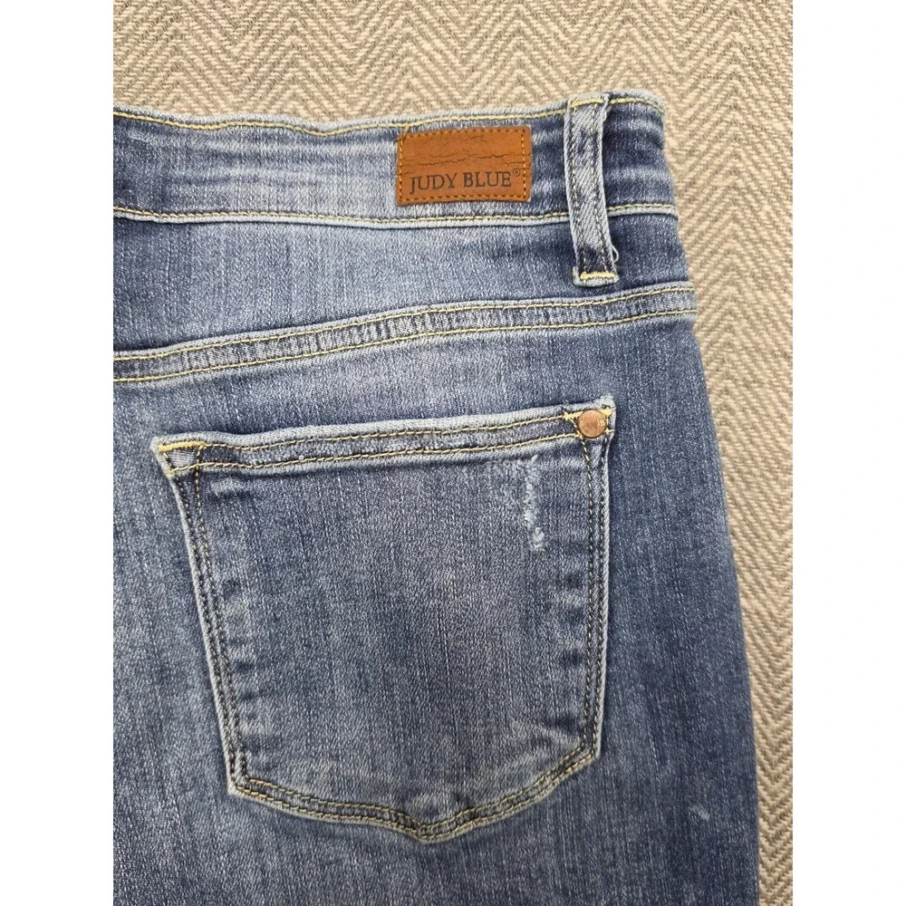 Judy Blue Distressed Ripped Relaxed Fit Jeans Women Size 7 28 Blue‎ Denim